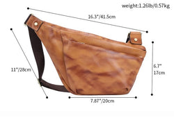 2024 Mens Genuine Leather Shoulder Bag WaterProof Full Grain Cow Leather Sling Chest Bag